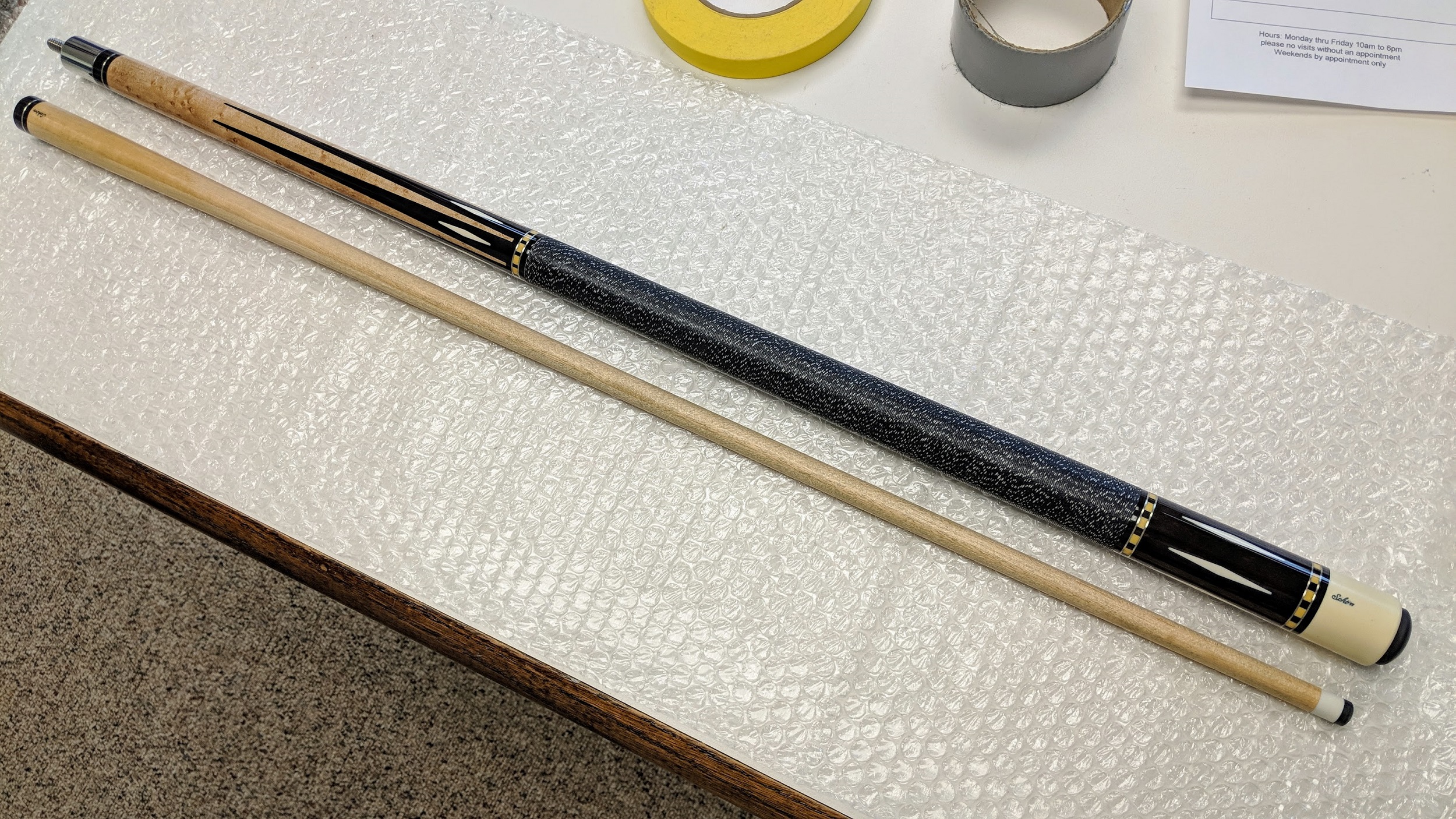 Some of the cue repair that went out the door today