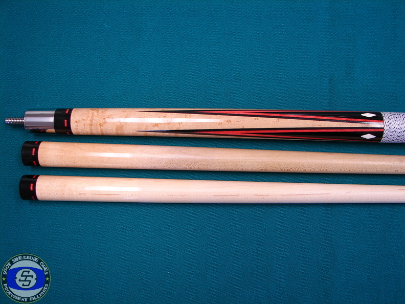 4 point Huebler cue with diamond inlays - Proficient Billiards Cue Repair