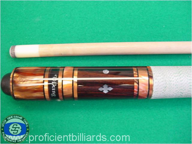 Gold mother of pearl Viking cue