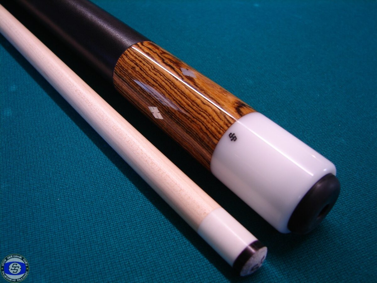 Sherbine bacote cue with mop diamonds and leather